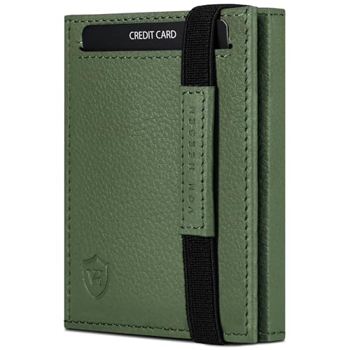 VON HEESEN Slim Wallet mit RFID Schutz - Geldbörse Herren klein - Mini Geldbeutel Damen Portmonee - Kartenetui Echtleder Karten Portemonnaie - Leder Kreditkartenetui Grün VON HEESEN Slim Wallet mit RFID Schutz - Geldbörse Herren klein - Mini Geldbeutel Damen Portmonee - Kartenetui Echtleder Karten Portemonnaie - Leder Kreditkartenetui Grün von VON HEESEN