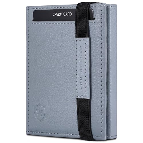 VON HEESEN Slim Wallet mit RFID Schutz - Geldbörse Herren klein - Mini Geldbeutel Damen Portmonee - Kartenetui Echtleder Karten Portemonnaie - Leder Kreditkartenetui Hellblau VON HEESEN Slim Wallet mit RFID Schutz - Geldbörse Herren klein - Mini Geldbeutel Damen Portmonee - Kartenetui Echtleder Karten Portemonnaie - Leder Kreditkartenetui Hellblau von VON HEESEN