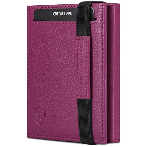 VON HEESEN Slim Wallet mit RFID Schutz - Geldbörse Herren klein - Mini Geldbeutel Damen Portmonee - Kartenetui Echtleder Karten Portemonnaie - Leder Kreditkartenetui Pink VON HEESEN Slim Wallet mit RFID Schutz - Geldbörse Herren klein - Mini Geldbeutel Damen Portmonee - Kartenetui Echtleder Karten Portemonnaie - Leder Kreditkartenetui Pink von VON HEESEN