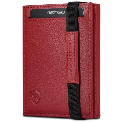 VON HEESEN Slim Wallet mit RFID Schutz - Geldbörse Herren klein - Mini Geldbeutel Damen Portmonee - Kartenetui Echtleder Karten Portemonnaie - Leder Kreditkartenetui Rot VON HEESEN Slim Wallet mit RFID Schutz - Geldbörse Herren klein - Mini Geldbeutel Damen Portmonee - Kartenetui Echtleder Karten Portemonnaie - Leder Kreditkartenetui Rot von VON HEESEN