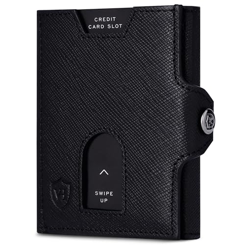 VON HEESEN Slim Wallet mit RFID Schutz - Geldbörse Herren klein - Mini Geldbeutel Damen Portmonee - Kartenetui Echtleder Karten Portemonnaie - Leder Kreditkartenetui Schwarz Saffiano VON HEESEN Slim Wallet mit RFID Schutz - Geldbörse Herren klein - Mini Geldbeutel Damen Portmonee - Kartenetui Echtleder Karten Portemonnaie - Leder Kreditkartenetui Schwarz Saffiano von VON HEESEN