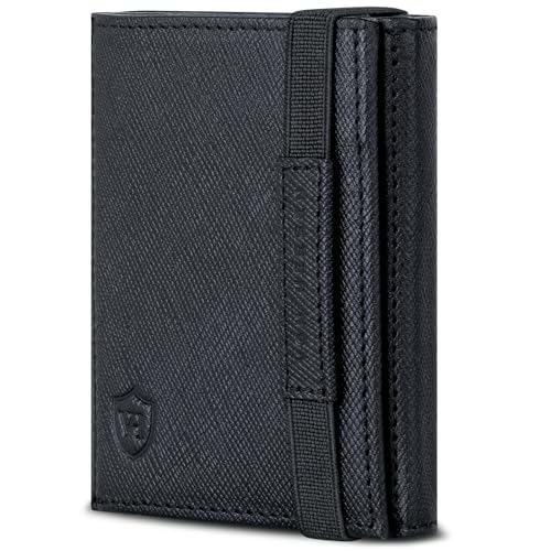 VON HEESEN Slim Wallet mit RFID Schutz - Geldbörse Herren klein - Mini Geldbeutel Damen Portmonee - Kartenetui Echtleder Karten Portemonnaie - Leder Kreditkartenetui Schwarz Saffiano VON HEESEN Slim Wallet mit RFID Schutz - Geldbörse Herren klein - Mini Geldbeutel Damen Portmonee - Kartenetui Echtleder Karten Portemonnaie - Leder Kreditkartenetui Schwarz Saffiano von VON HEESEN