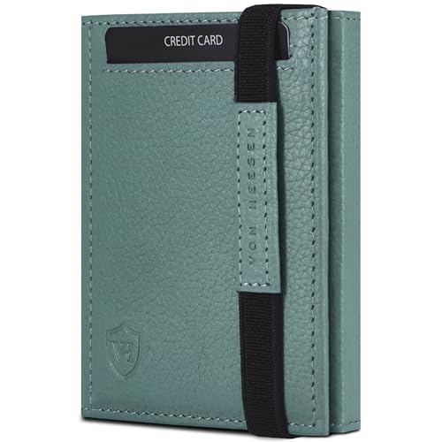 VON HEESEN Slim Wallet mit RFID Schutz - Geldbörse Herren klein - Mini Geldbeutel Damen Portmonee - Kartenetui Echtleder Karten Portemonnaie - Leder Kreditkartenetui Türkis Silver Pine VON HEESEN Slim Wallet mit RFID Schutz - Geldbörse Herren klein - Mini Geldbeutel Damen Portmonee - Kartenetui Echtleder Karten Portemonnaie - Leder Kreditkartenetui Türkis Silver Pine von VON HEESEN
