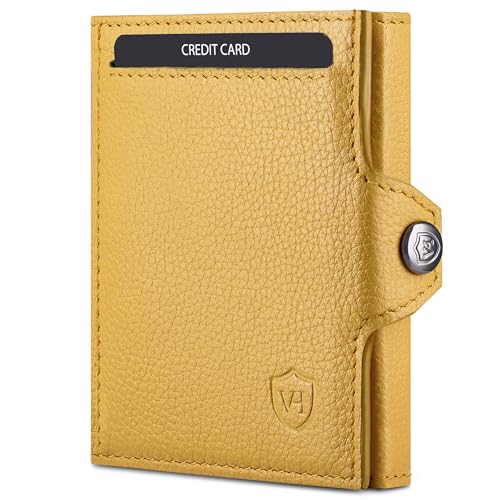 VON HEESEN Slim Wallet mit XL Münzfach & RFID-Schutz - Mini Geldbörse Herren & Damen - Kartenetui Geldklammer Kreditkartenetui - Portmonee Geldbeutel Portemonnaie klein (Gelb) VON HEESEN Slim Wallet mit XL Münzfach & RFID-Schutz - Mini Geldbörse Herren & Damen - Kartenetui Geldklammer Kreditkartenetui - Portmonee Geldbeutel Portemonnaie klein (Gelb) von VON HEESEN