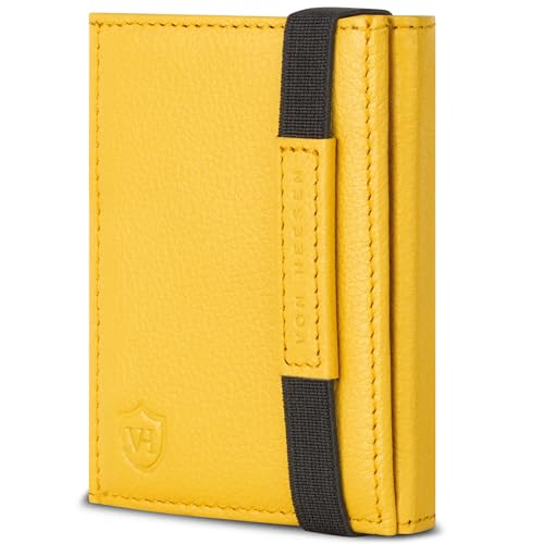 VON HEESEN Slim Wallet mit XL Münzfach & RFID-Schutz - Mini Geldbörse Herren & Damen - Kartenetui Kreditkartenetui - Portmonee Geldbeutel Portemonnaie klein Gelb VON HEESEN Slim Wallet mit XL Münzfach & RFID-Schutz - Mini Geldbörse Herren & Damen - Kartenetui Kreditkartenetui - Portmonee Geldbeutel Portemonnaie klein Gelb von VON HEESEN