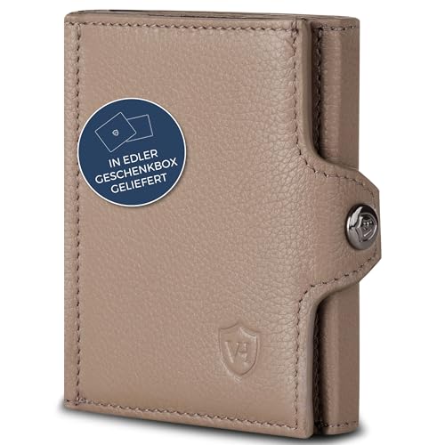 VON HEESEN Slim Wallet mit XL Münzfach & RFID-Schutz - Mini Geldbörse Herren & Damen - Kartenetui Kreditkartenetui - Portmonee Geldbeutel Portemonnaie klein Taupe VON HEESEN Slim Wallet mit XL Münzfach & RFID-Schutz - Mini Geldbörse Herren & Damen - Kartenetui Kreditkartenetui - Portmonee Geldbeutel Portemonnaie klein Taupe von VON HEESEN