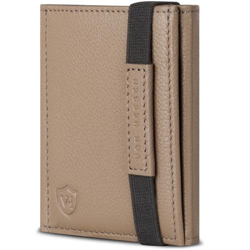 VON HEESEN Slim Wallet mit XL Münzfach & RFID-Schutz - Mini Geldbörse Herren & Damen - Kartenetui Kreditkartenetui - Portmonee Geldbeutel Portemonnaie klein Taupe VON HEESEN Slim Wallet mit XL Münzfach & RFID-Schutz - Mini Geldbörse Herren & Damen - Kartenetui Kreditkartenetui - Portmonee Geldbeutel Portemonnaie klein Taupe von VON HEESEN
