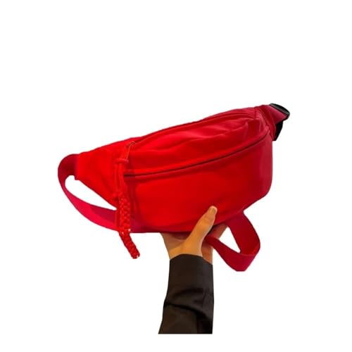 Hüfttasche Damen Canvas Freizeit Tragbare Reißverschluss Canvas Brusttasche Schultertasche Hüfttasche Sport Bauchtasche Herren(Red) von VONCYKI