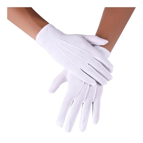 VONCYKI 1 Paar weiße formelle Handschuhe für Damen, Weihnachtsmann, Inspektion, rutschfest, kurz, Vollfinger-Handschuhe, Weiß von VONCYKI