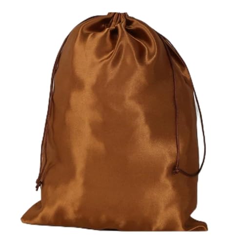 VONCYKI 25x35cm Satin-Aufbewahrungstasche for Perücken oder Bündel, Kordelzugbeutel for Reiseutensilien(Brown,5pc) von VONCYKI