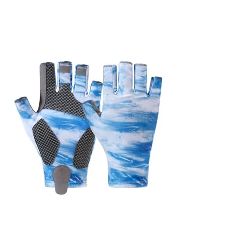 VONCYKI Angelhandschuhe, Halbfinger, rutschfest, schnelltrocknend, Sonnenschutz, atmungsaktiv, für Sommer, Outdoor, Angeln (Hellblau, L) von VONCYKI