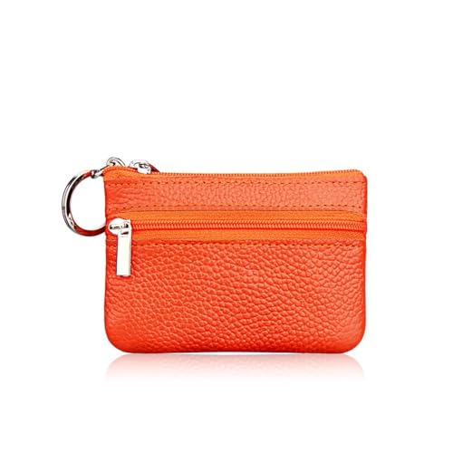 VONCYKI Damen-Geldbörse aus echtem Leder, individuelle Geschenke, Mädchen, Reißverschluss, Münzgeldbörse, Aufbewahrungstasche, Beutel, Orange, 2PCS von VONCYKI