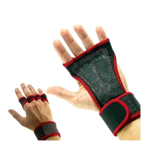 VONCYKI Fitness-Handschuhe, Hanteln, Training, Workout, rutschfest, Gewichtheben, Griffpolster, Kreuzheben, Handschuhe für Damen und Herren, Handflächenschutz (rote Handschuhe, Größe L) von VONCYKI