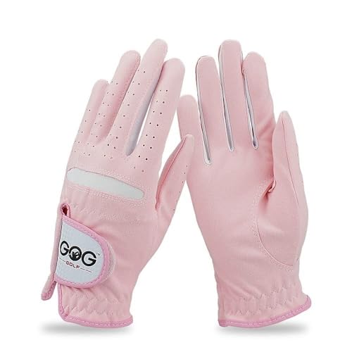 VONCYKI Golfhandschuh-Set, 1 Paar, Damen-Golfhandschuhe, weich, rosa, atmungsaktiv, rutschfest, links und rechts, Sporthandschuhe für Damen (18 M) von VONCYKI