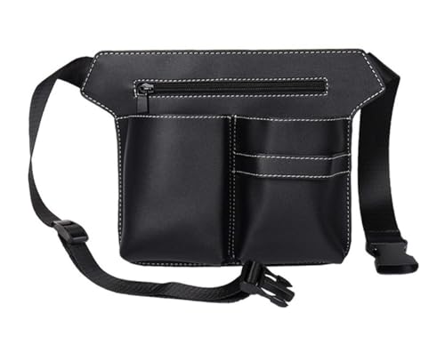 VONCYKI Haarscherentasche, Friseur-Set, Hüfttasche, Körpertasche, Schere, Tasche, Aufbewahrung, Hüfttasche, Haarwerkzeug, PU-Tasche (Schwarz, 1 Stück) von VONCYKI