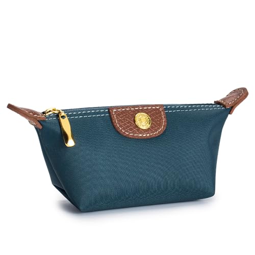 VONCYKI Kleine Geldbörse für Damen, mit Reißverschluss, tragbar, Oxford-Stoff, Markendesign, Kleingeldtasche, Geschenk für Damen, Reisetasche, Make-up-Kosmetiktasche, Tintenblau von VONCYKI