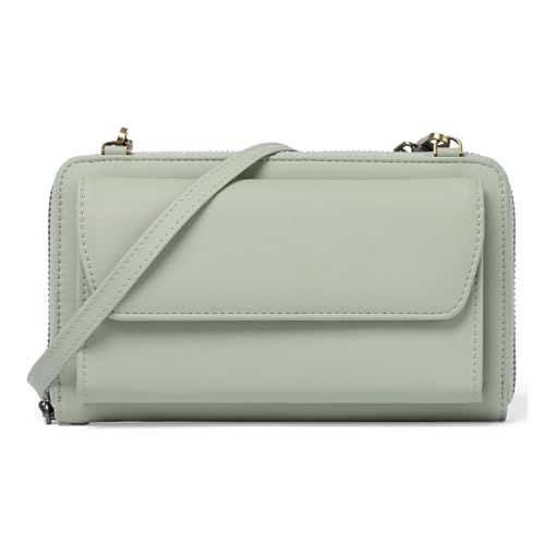 VONCYKI Münzgeldbörse, Echtleder, Handytasche, Crossbody, Sommer, Rindsleder, Geldbörse, Damen, Geldbörse, eine Schulter, Handy, kleine Tasche (Grün, 2 Stück), grün, Einheitsgröße von VONCYKI