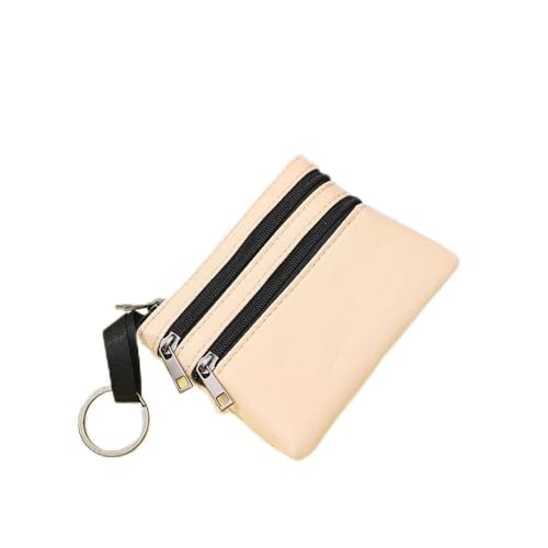 VONCYKI Zippers Canvas Coin Purse Women's Mini Wallet Solid Change Purses with Keychain Money Bags Coin Key Storage Bag Card Holder, beige, 1 Stpck von VONCYKI