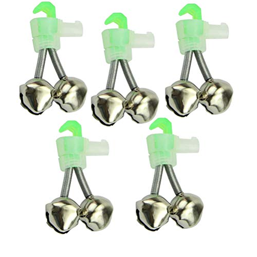 VORCOOL 5 Stück Twin Bells Angelrute Alarmglocken Clip Tackle Nacht Meer Angelrute Angeln Glocken Dual Bells Rod Clamp TIPP Clip Twin Alarm Bells von VORCOOL