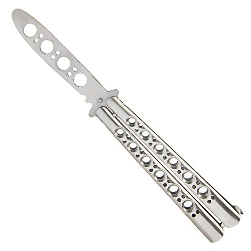 vornnex Butterfly Trainer zum Üben, ungeschärfte Klinge,Balisong Trainer komplett Edelstahl, 100% sicheres, stumpfes Butterfly Trainings, Silberfarben vornnex Butterfly Trainer zum Üben, ungeschärfte Klinge,Balisong Trainer komplett Edelstahl, 100% sicheres, stumpfes Butterfly Trainings, Silberfarben von vornnex