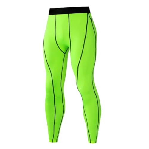 VOSINY Kompressionshose für Herren, sportliche Laufleggings, schnell trocknende Baselayer-Sportunterhose für Basketball (Small,Green) von VOSINY