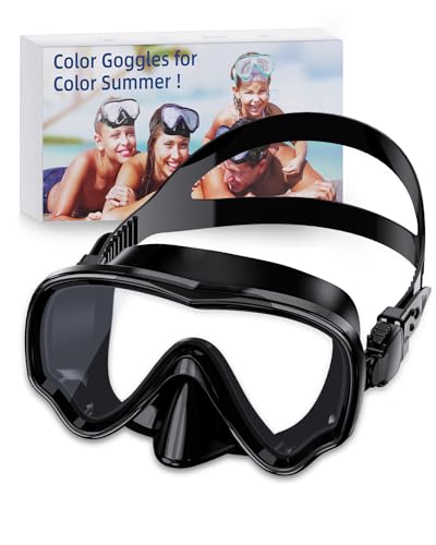 VOSOIR Taucherbrille Erwachsene , 180° Weitwinkel Taucherbrille, Gehärtetem Glas Tauchmaske Erwachsene, Auslaufsichere Schwimmbrille mit Nasenschutz für Schwimmen, Tauchen & Schnorcheln (eisenhaltig) von VOSOIR