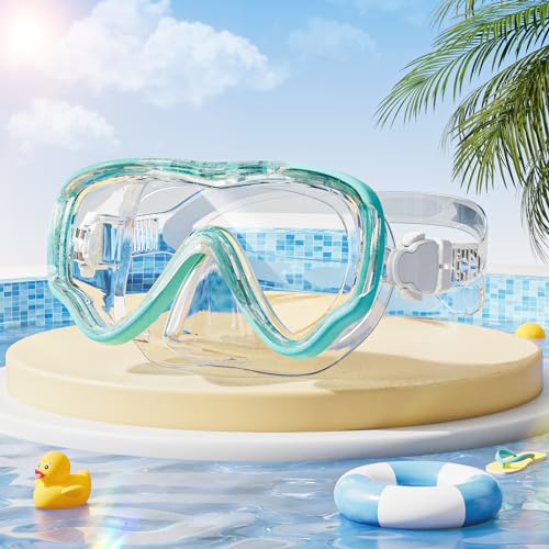 VOSOIR Taucherbrille Kinder, Schwimmbrille mit Nasenabdeckung, 180° Panorama Anti-Leck Schnorchelmaske für Kinder Jungen Mädchen Jugendliche 6-14 von VOSOIR