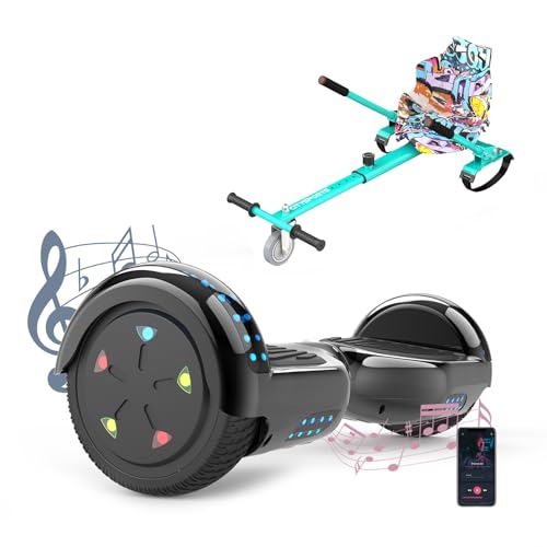 VOUUK 6,5 Zoll Hoverboard mit Sitz, Hoverboard mit Kart, Bluetooth und LED Lichter, für Kinder von VOUUK