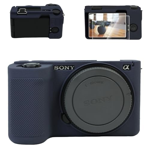 VOVMOEYA Kameratasche für Sony Alpha ZVE10 II, 1 x Silikon-Schutzhülle, 2 x Blitzschuh-Abdeckung, 1 x ZVE10II Silikon-Kamera-Abdeckung, ZV-E10II, Zubehör, Schutzhülle für ZV-E10II, gehärtetes Glas, von VOVMOEYA