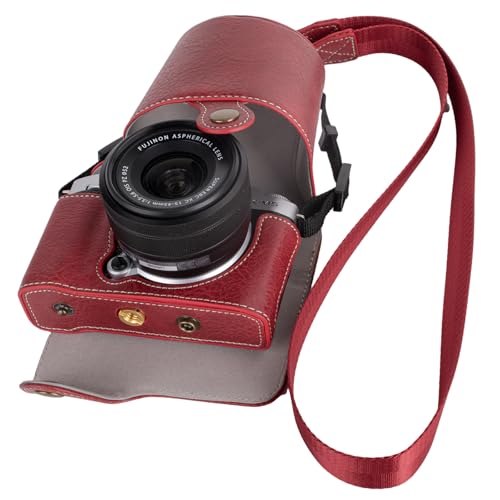 VOVMOEYA Schützende Kameratasche für spiegellose Fujifilm XM5-Kamera, Fuji X-M5-Kameratasche, Fuji XM5-Halbtasche mit Frontabdeckung, mit Schultergurt, vollständiger Schutz, Druckknopf, Rot VOVMOEYA Schützende Kameratasche für spiegellose Fujifilm XM5-Kamera, Fuji X-M5-Kameratasche, Fuji XM5-Halbtasche mit Frontabdeckung, mit Schultergurt, vollständiger Schutz, Druckknopf, Rot von VOVMOEYA