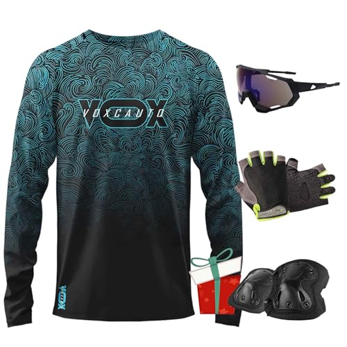 Radfahren Jersey Herren Mountainbike Motocross Trikot Lange MTB T-Shirt Fahrrad tragen,Langarm MTB T-Shirt,Shirt Downhill Fahrrad Jersey Schnelltrocknend, Für Moto-Cross, BMX (M,5) von VOXCAUTQ