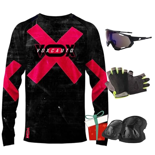 Radfahren Jersey Herren Mountainbike Motocross Trikot Lange MTB T-Shirt Fahrrad tragen,Langarm MTB T-Shirt,Shirt Downhill Fahrrad Jersey Schnelltrocknend, Für Moto-Cross, BMX (XS,10) von VOXCAUTQ