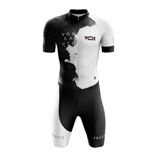 Triathlon Anzug Herren,Herren Pro Fahrrad Skinsuit Kurzarm,Einteiliges Radtrikot,Triathlon Einteiler Kurz - 3Taschen für Wettkampf Run, Cycle, Swim (Typ-11,3XL) von VOXCAUTQ