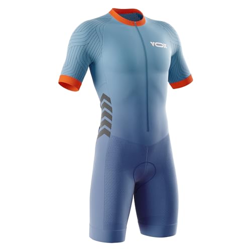 Triathlon Anzug Herren,Trisuit Einteiler,Einteiliges Radtrikot,Gepolstert einteilig Trisuit Bike Short Trisuit Einteiler für Wettkampf,Herren Fahrrad Skinsuit (Typ-6,5XL) von VOXCAUTQ