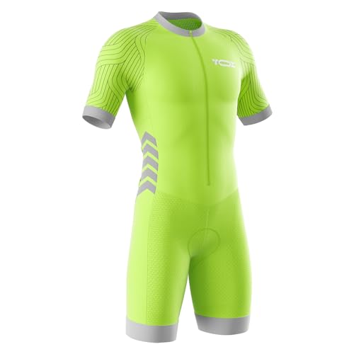 Triathlon Anzug Herren,Trisuit Einteiler,Einteiliges Radtrikot,Gepolstert einteilig Trisuit Bike Short Trisuit Einteiler für Wettkampf,Herren Fahrrad Skinsuit (Typ-7,5XL) von VOXCAUTQ