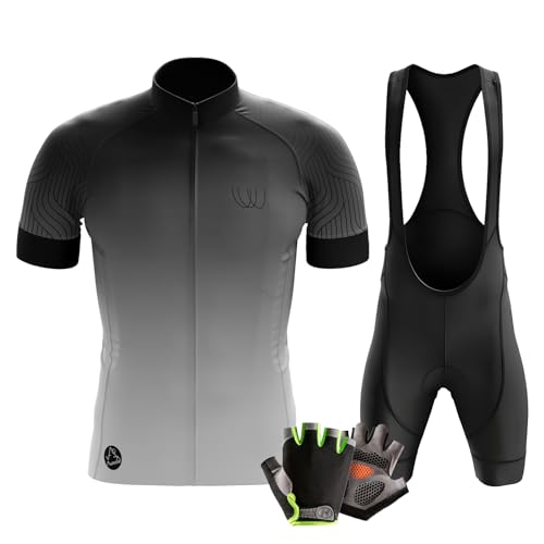 Herren Kurzarm Fahrrad Trikot Set,Rennrad Trikot Herren Set,Herren-Radtrikot Radhosen + Halbfinger Sommer Fahrradhandschuhe (XXL,Typ-13) von VOXCAUTQ