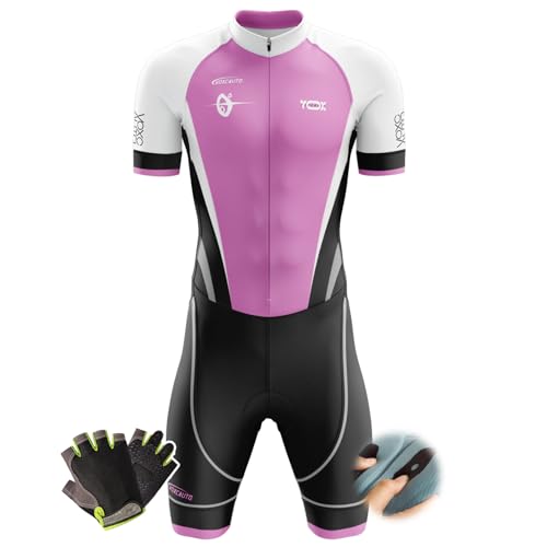 VOXCAUTQ Herren Pro Fahrrad Skinsuit Kurzarm,Triathlon Anzug Herren,Einteiliges Radtrikot,Trisuit Einteiler,Triathlonanzug,3Taschen für Wettkampf Run, Cycle... (10,S) von VOXCAUTQ