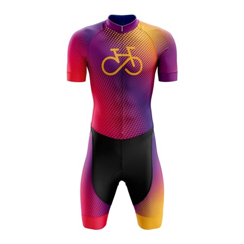 VOXCAUTQ Triathlon Anzug Herren,Herren Pro Fahrrad Skinsuit Kurzarm,Einteiliges Radtrikot,Triathlon Einteiler Kurz - 3Taschen für Wettkampf Run, Cycle, Swim (Typ-1,S) von VOXCAUTQ