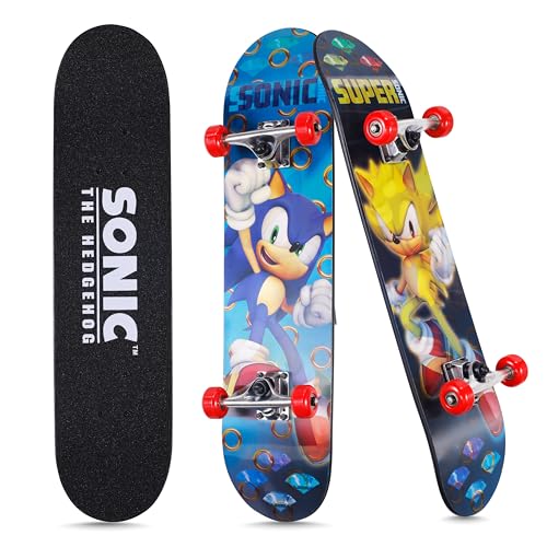 Sonic The Hedgehog - 78,7 cm Lentikular-Skateboard mit Pro Trucks, Vollgriffband, 9-lagiges Ahorndeck, ideal für alle Erfahrungsstufen Sonic The Hedgehog - 78,7 cm Lentikular-Skateboard mit Pro Trucks, Vollgriffband, 9-lagiges Ahorndeck, ideal für alle Erfahrungsstufen von VOYAGER