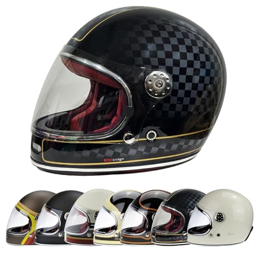 VPR F656 Motorbike Helmets - ECE 22.06 Approved Motorcycle Helmet Full Face Helmet Motorbike Adult Men and Women Touring Bike Safety Wear Racing Helmet (Chequer,L) von VPR