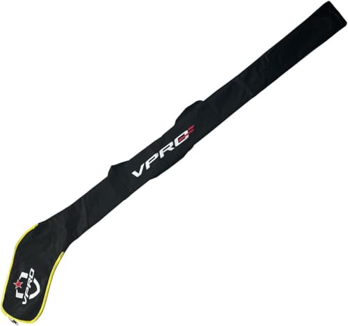 VPRO Hockey-Schlägertasche, Verstellbare Sportausrüstungstasche, Schwarz mit Gelber Kante Eishockeyschlägertasche für drinnen und draußen VPRO Hockey-Schlägertasche, Verstellbare Sportausrüstungstasche, Schwarz mit Gelber Kante Eishockeyschlägertasche für drinnen und draußen von VPRO