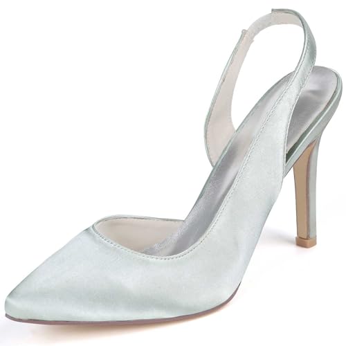 VSKXFDDB Hochzeits- und Abendkleiderschuhe für Frauen - Satin Pumps mit Spitzeschuh und niedrigen Kittenheels für Gala, Prom und Hochzeitsanlässe von VSKXFDDB