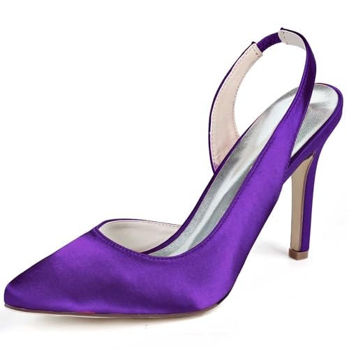 VSKXFDDB Hochzeits- und Abendkleiderschuhe für Frauen - Satin Pumps mit Spitzeschuh und niedrigen Kittenheels für Gala, Prom und Hochzeitsanlässe von VSKXFDDB