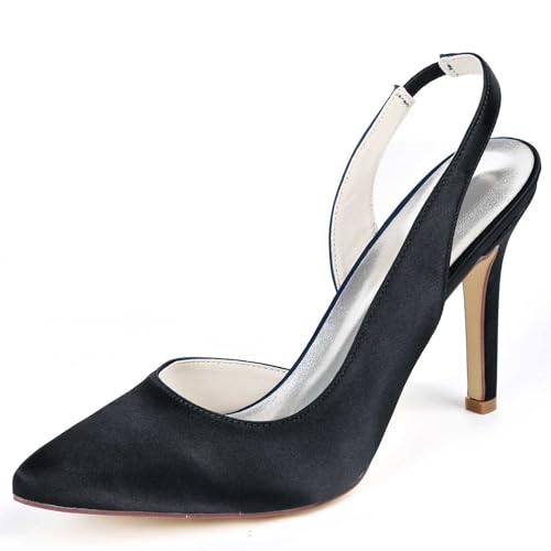 VSKXFDDB Hochzeits- und Abendkleiderschuhe für Frauen - Satin Pumps mit Spitzeschuh und niedrigen Kittenheels für Gala, Prom und Hochzeitsanlässe von VSKXFDDB