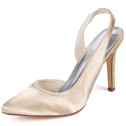 VSKXFDDB Hochzeits- und Abendkleiderschuhe für Frauen - Satin Pumps mit Spitzeschuh und niedrigen Kittenheels für Gala, Prom und Hochzeitsanlässe von VSKXFDDB