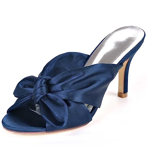 VSKXFDDB Hochzeitssandalen aus Satin mit offenem Zeh, Schnürung, Mary Jane-Design und niedrigen Absätzen für Damen, Brautschuhe und Hochzeitskleiderschuhe von VSKXFDDB