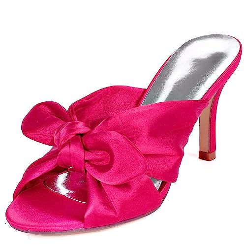 VSKXFDDB Hochzeitssandalen aus Satin mit offenem Zeh, Schnürung, Mary Jane-Design und niedrigen Absätzen für Damen, Brautschuhe und Hochzeitskleiderschuhe von VSKXFDDB