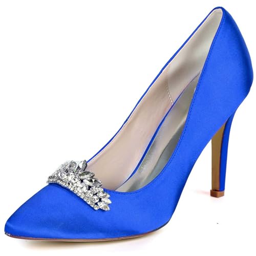 VSKXFDDB Hochzeitsschuhe für Frauen - Satin Pumps mit Spitzeschuh und niedrigen Kittenheels für Abend, Gala und Hochzeitsanlässe von VSKXFDDB