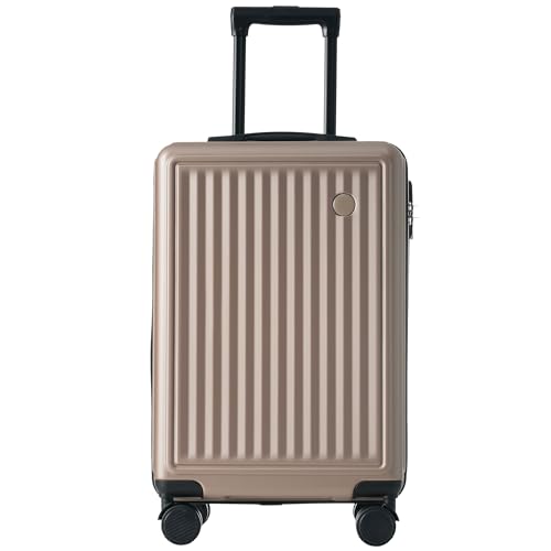 VSOGA Hartschalen-Koffer, Rollkoffer, Reisekoffer, Handgepäck, 4 Rollen, ABS-Material, TSA Zollschloss, 36 * 23 * 56 cm, Gold von VSOGA