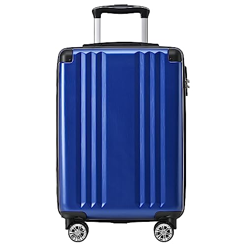 VSOGA Hartschalen-Koffer, Rollkoffer, Reisekoffer, Handgepäck, 4 Rollen, ABS-Material, TSA-Zollschloss, 56.5x37.5x22.5 cm, Dunkelblau von VSOGA